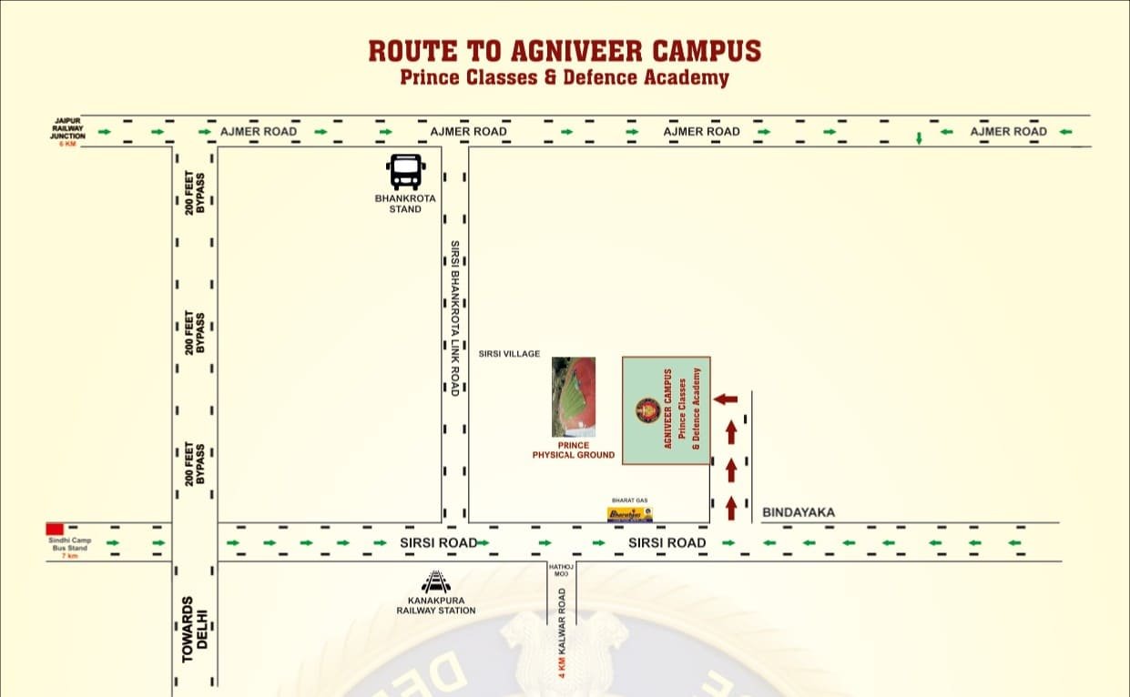 Prince Classes & Defence Academy Jaipur Route Map